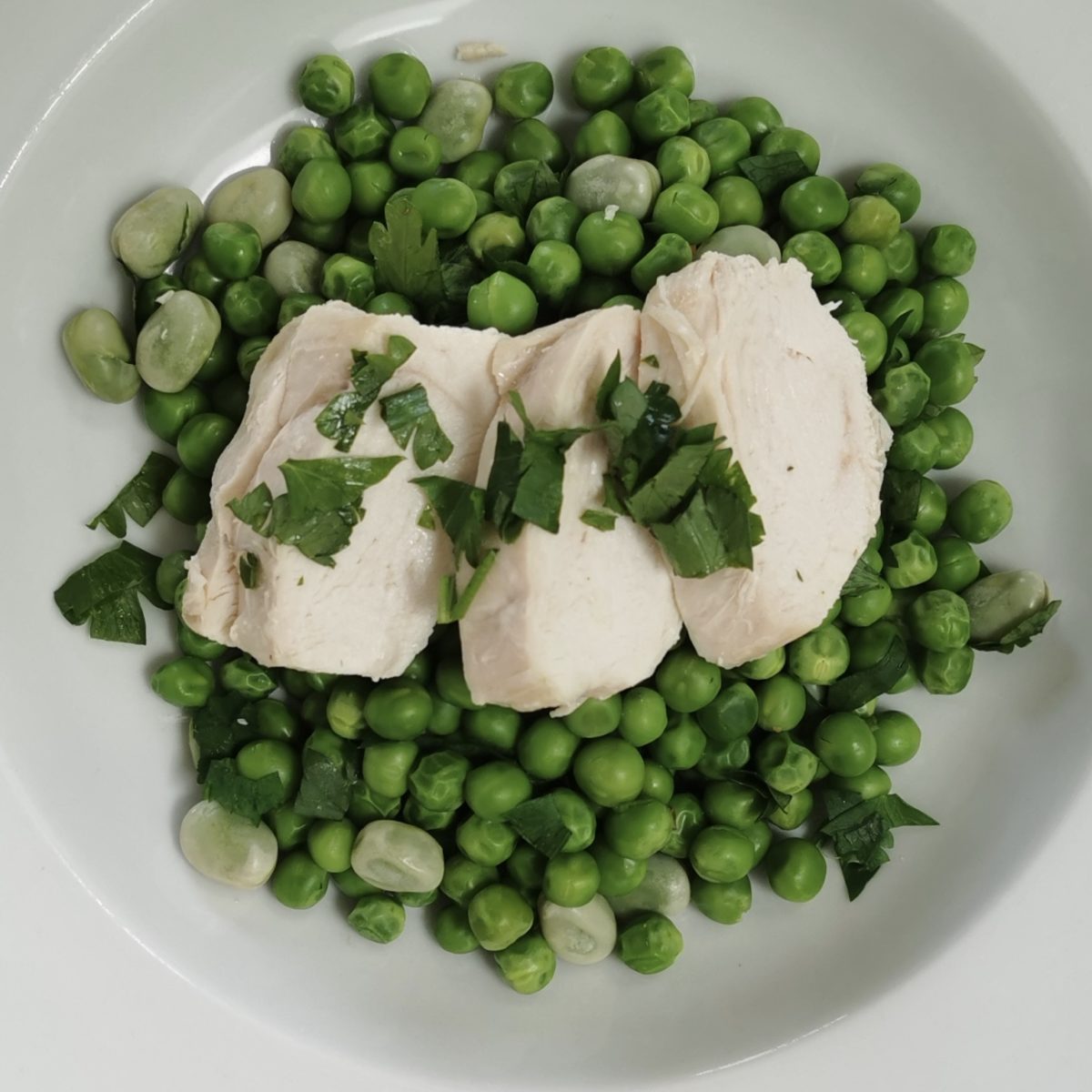 chicken and peas